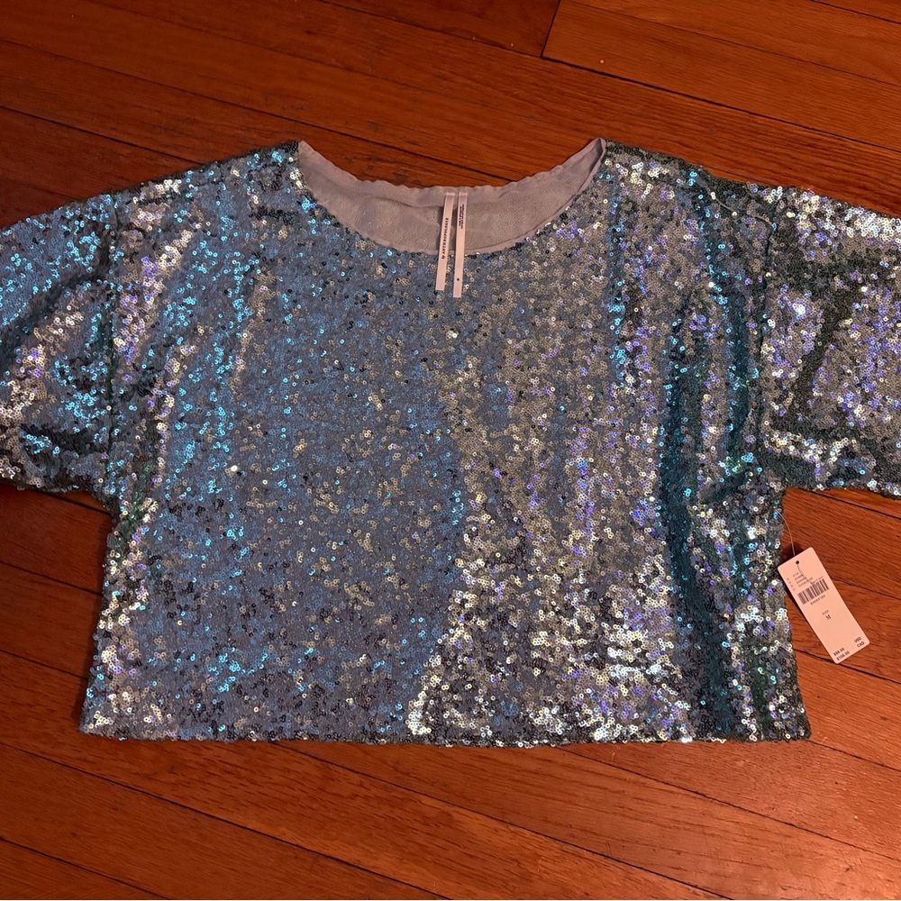 Sequin Mint Green Crop Top NWT